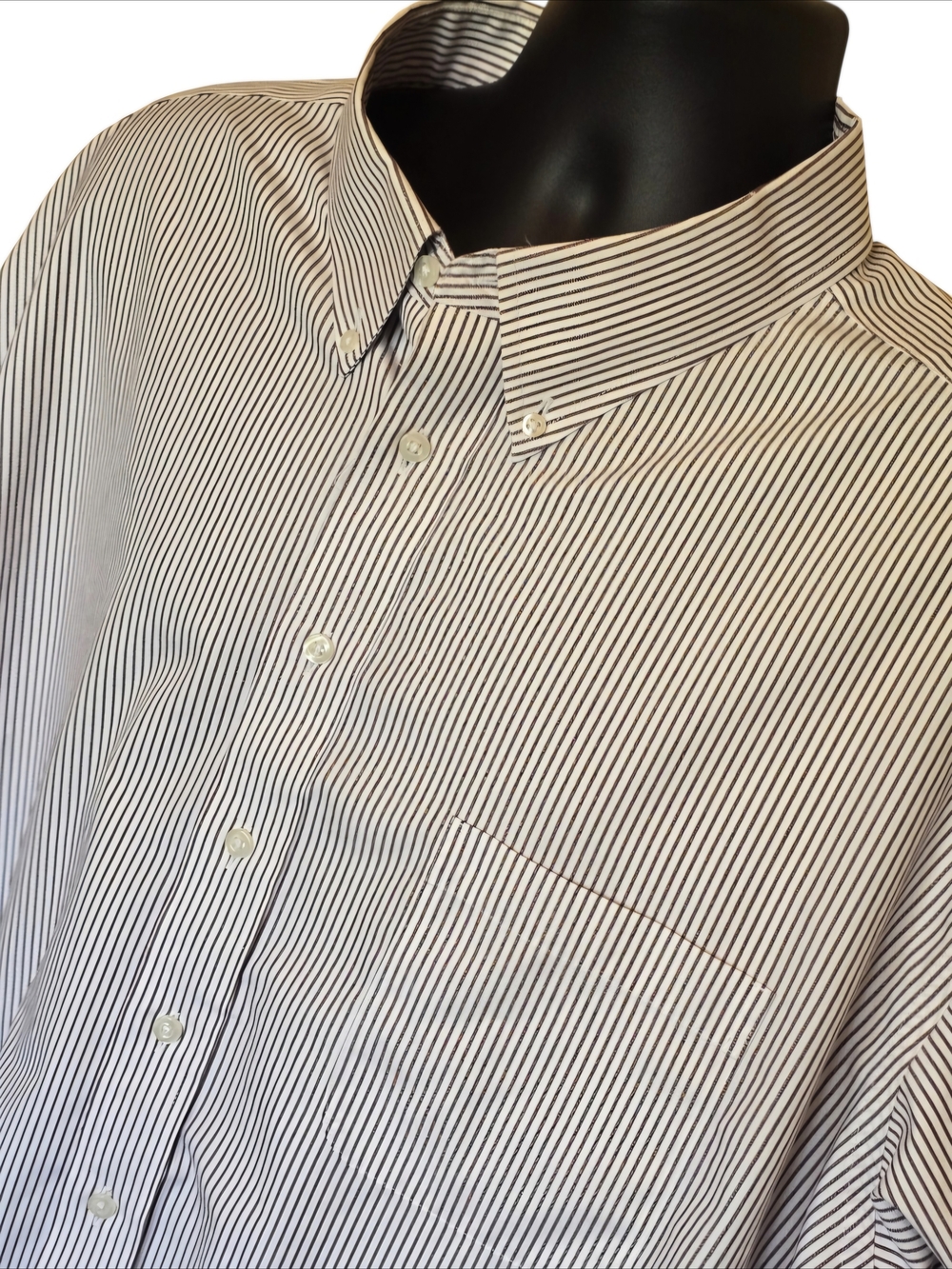 Roundtree & Yorke Gold Label Non-Iron Striped Dress Shirt 20 36/37 Tall